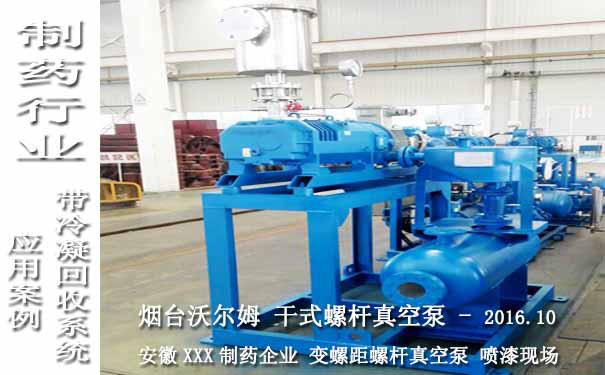 2016.10安徽某制藥企業(yè)帶冷凝回收系統的變螺距螺桿真空泵案例